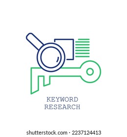 Keyword Research Icon. blue and green color