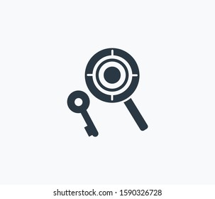 Keyword research icon isolated on clean background. Keyword research icon concept drawing icon in modern style. Vector illustration for your web mobile logo app UI design.