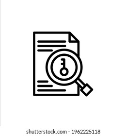 Keyword research icon in line style . Vector icon illustration