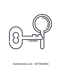 Keyword research icon, linear isolated illustration, thin line vector, web design sign, outline concept symbol with editable stroke on white background.