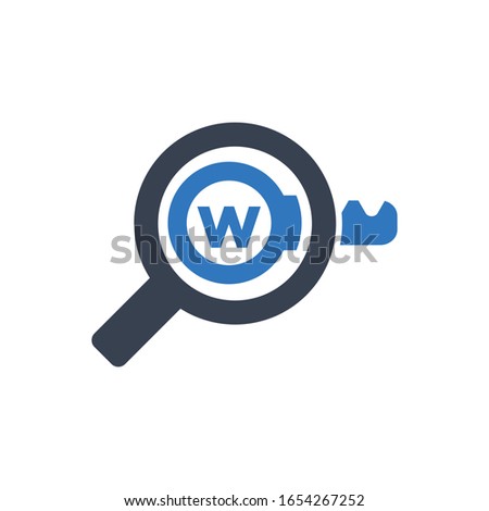Keyword research icon on white background