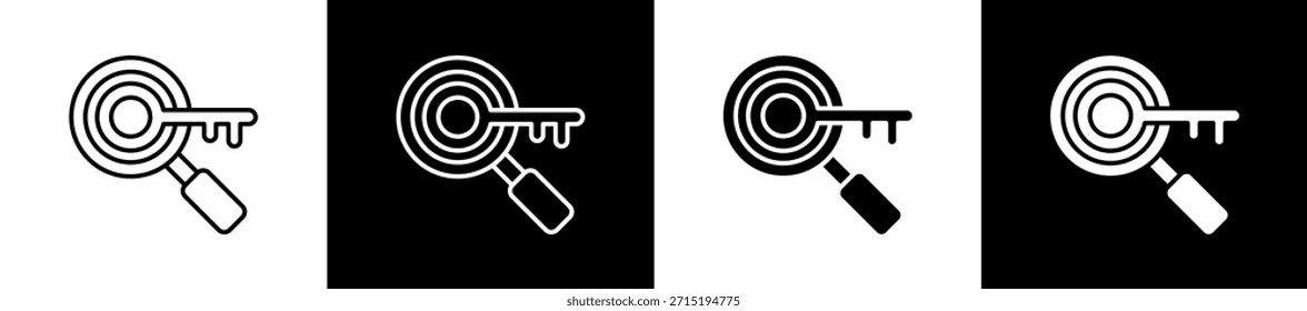 Keyword Research icon set in line and glyph style on black and white background