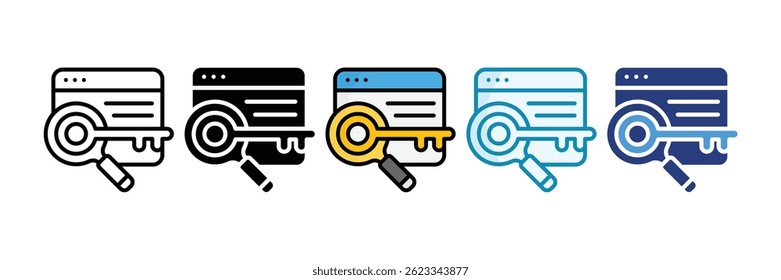 Keyword Research Icon Set Multiple Style Collection