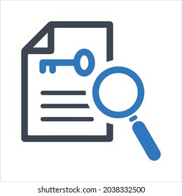 Icono de investigación de palabras clave. Vector y glifo
