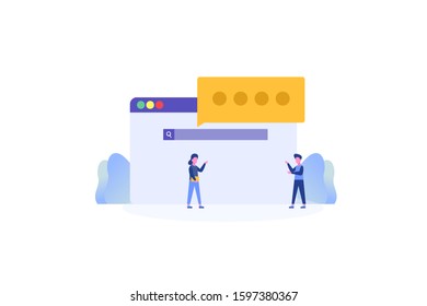 keyword research illustration concept for web landing page template, banner, flyer and presentation