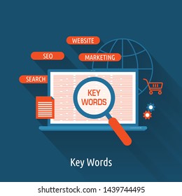 Keyword Research platform vector illustration. Modern vector illustration concepts for website and mobile website development.