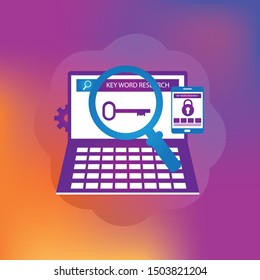 Keyword Research platform vector illustration. Modern vector illustration concepts for website and mobile website development.