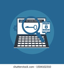 Keyword Research platform vector illustration. Modern vector illustration concepts for website and mobile website development.