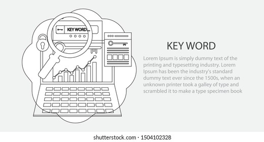 Keyword Research platform vector illustration. Modern vector illustration concepts for website and mobile website development.