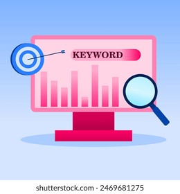 keyword research, Seo keyword research, Seo keywords, online keywords, competitor analysis, Seo ranking, Concept of selecting keyword with SEO tool. Digital marketing data analysis.