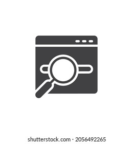 Schlagwortrecherche, Vektorsymbol. volles Flachzeichen für mobiles Konzept und Webdesign. SEO - Glyph-Symbol für Suchmaschinenoptimierung. Symbol, Logo-Abbildung. Vektorgrafik