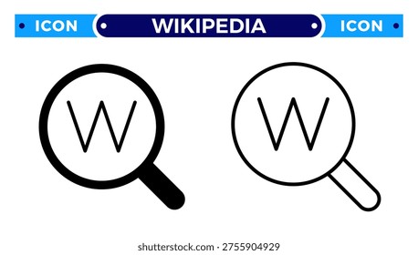 Keyword Search and Encyclopedia Discovery for Information Research and Wikipedia Vector Icon Set