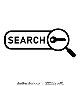 Keyword search icon. Search bar, key and magnifier. Vector illustration. 