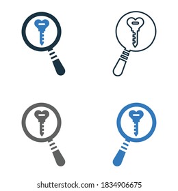 Icono de búsqueda de palabras clave. Vector de glifo aislado en un fondo blanco.