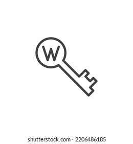 Icono de línea de búsqueda de palabras clave. signo de estilo lineal para concepto móvil y diseño web. Icono de vector de contorno de palabra clave. Símbolo, ilustración del logotipo. Gráficos vectoriales