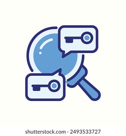 keyword searchicon, isolated blue icon theme seo