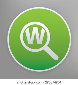 Keyword searching design icon on green button, clean vector
