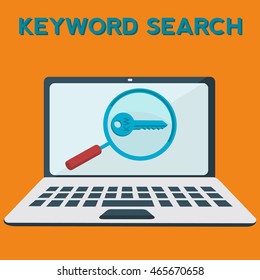 Keyword searching on laptop vector concept