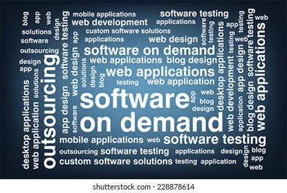 keyword  Software on demand word cloud, vector