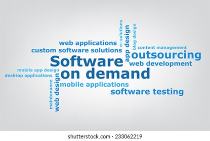 keyword  Software on demand wordcloud, vector