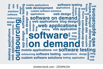 keyword  Software on demand wordcloud, vector