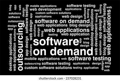 keyword  Software on demand wordcloud, vector