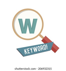 Keyword symbol on white background,Retro colour concept,clean vector 