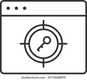 Schlagwort-Ziel in SEO-Icon Thin Outline-Stil detailliert