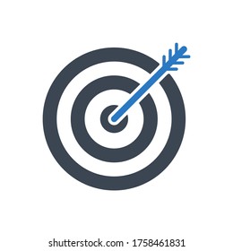 Keyword Targeting Related Vector Glyph Icon. Isolated on White Background. Vector Illustration.