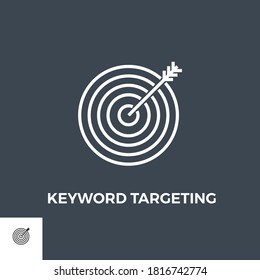 Keyword Targeting Related Vector Thin Line Icon. Isolated on Black Background. Vector Illustration.