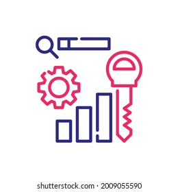 Icono de estilo del vector de palabras clave 2 colores. Símbolo de análisis web de archivos EPS 10