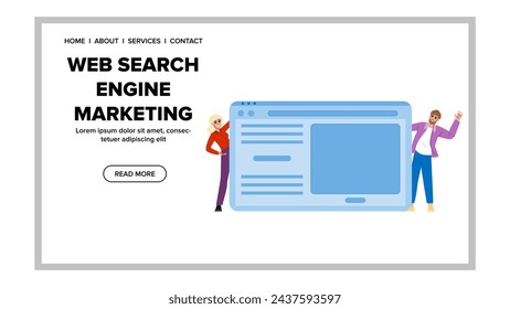 keyword web search engine marketing vector. market social, site phone, internet advertising keyword web search engine marketing web flat cartoon illustration