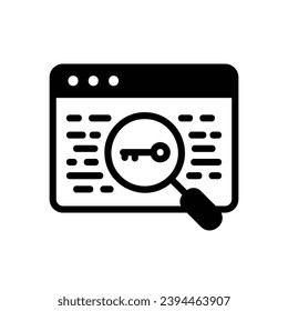 Icono de lenguaje de claves con clave y página web