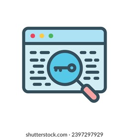Keywording icon with key and webpage