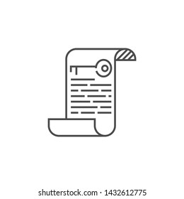 Keywording Related Vector Thin Line Icon. Isolated on White Background. Editable Stroke. Vector Illustration.