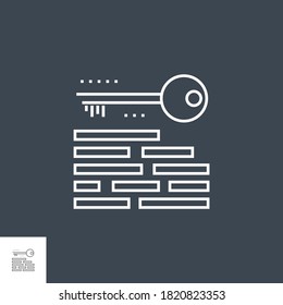 Icono de línea delgada del vector relacionado con la redacción de la clave. Aislado en fondo negro. Stroke editable. Ilustración vectorial.