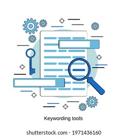 Keywording tools flat design style vector concept illustration
