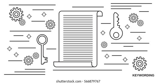 Keywording tools thin line art style vector illustration