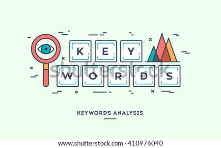 Keywords analysis, digital marketing concept, flat design thin line banner.
