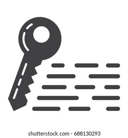 Keywords glyph icon, seo and development, key sign vector graphics, a solid pattern on a white background, eps 10.