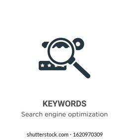 Keywords glyph icon vector on white background. Flat vector keywords icon symbol sign from modern search engine optimization collection for mobile concept and web apps design.