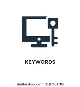 Keywords icon. Black filled vector illustration. Keywords symbol on white background. Can be used in web and mobile.