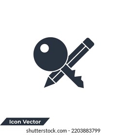 ilustración vectorial del logotipo de iconos de palabras clave. plantilla de símbolos de teclado y lápiz para colección de diseño gráfico y web
