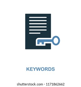 Keywords icon. Simple element illustration in 2 colors design. Keywords icon sign from seo collection. Mobile and software design, apps and printing usage.