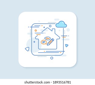 Keywords line icon. Abstract vector button. Pencil with key symbol. Marketing strategy sign. Keywords line icon. Home concept badge. Vector