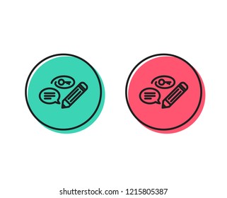 Keywords line icon. Pencil with key symbol. Marketing strategy sign. Positive and negative circle buttons concept. Good or bad symbols. Keywords Vector