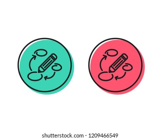 Keywords line icon. Pencil symbol. Marketing strategy sign. Positive and negative circle buttons concept. Good or bad symbols. Keywords Vector