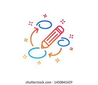 Keywords line icon. Pencil symbol. Marketing strategy sign. Gradient design elements. Linear keywords icon. Random shapes. Vector