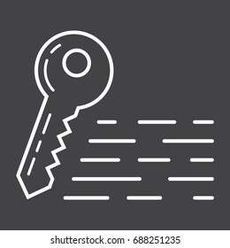 Keywords line icon, seo and development, key sign vector graphics, a linear pattern on a black background, eps 10.