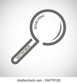 Keywords searching concept icon for seo companies or website design magnifier style